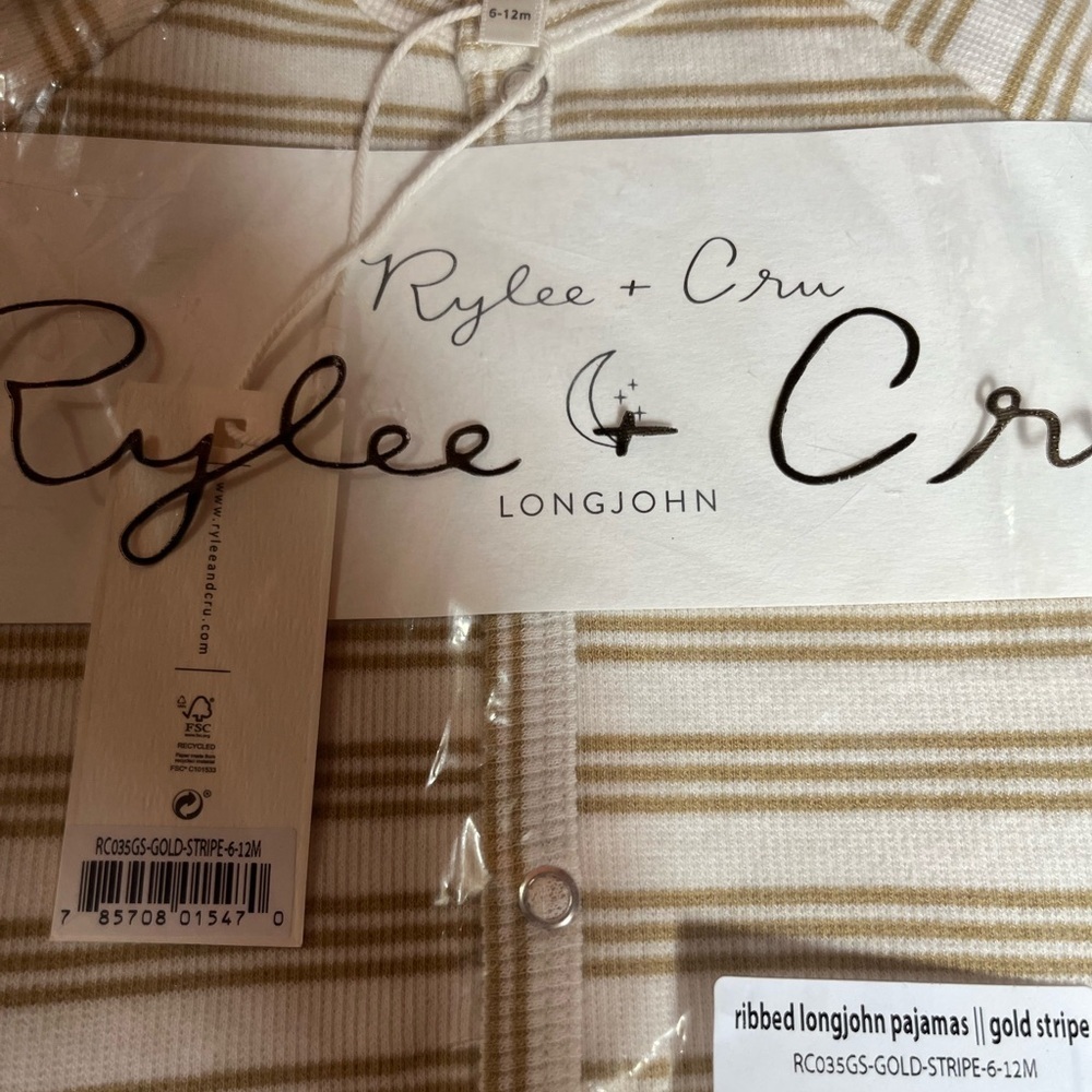 Rylee + Cru Kids Pajama Set in Gold and Cream. Longjohns
